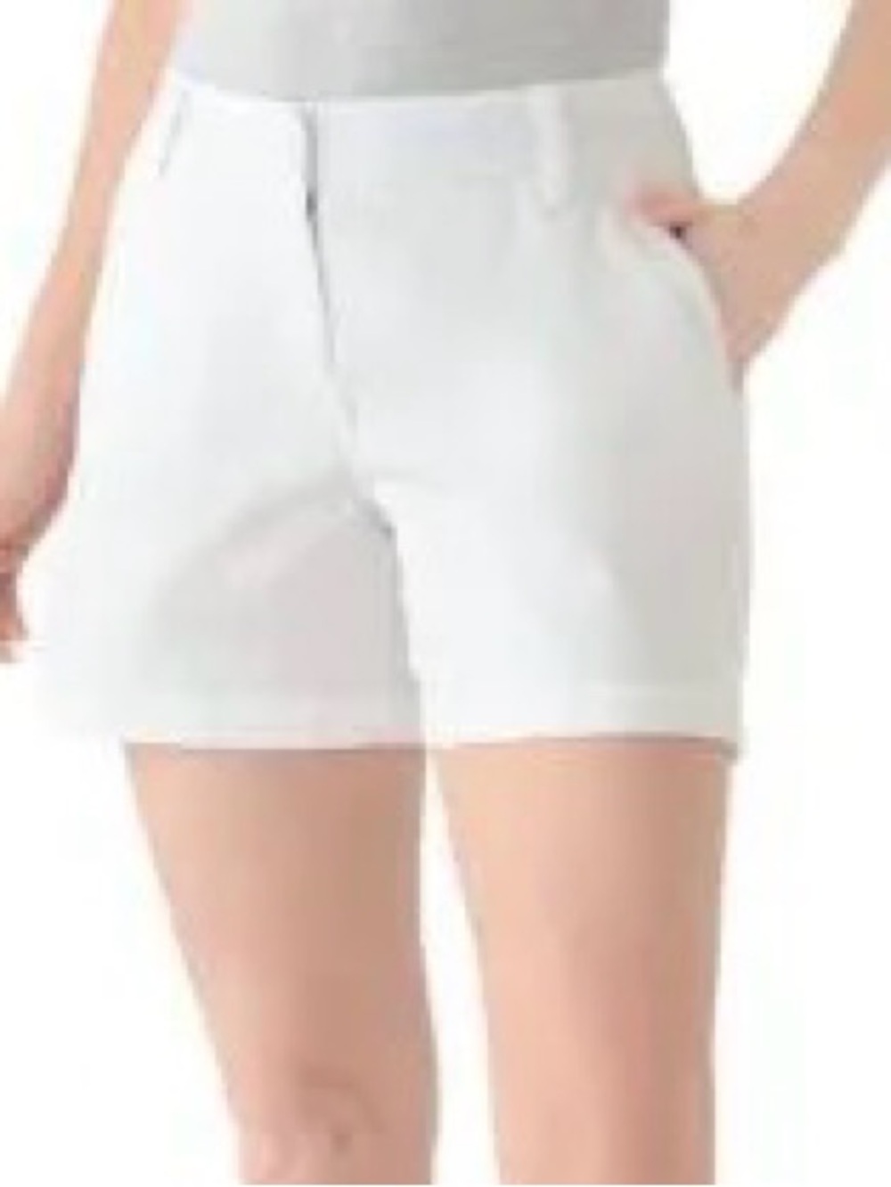 crown & ivy White High-Waist Tailored Shorts with Pockets